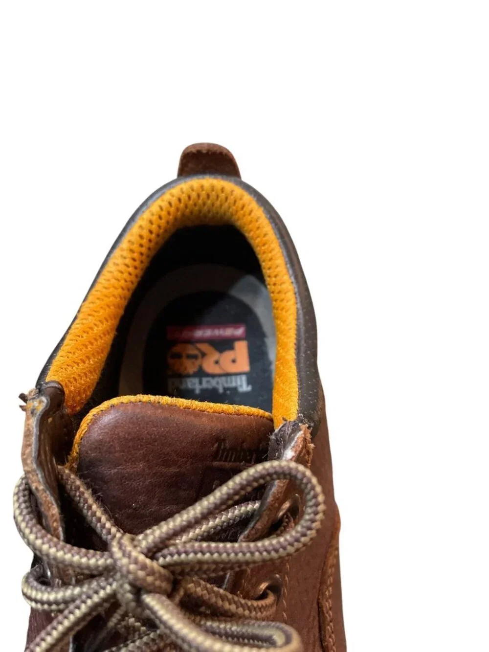 Timberland Pro Power wms brown leather steel toe work shoes sz 9.5M SKU 10-486